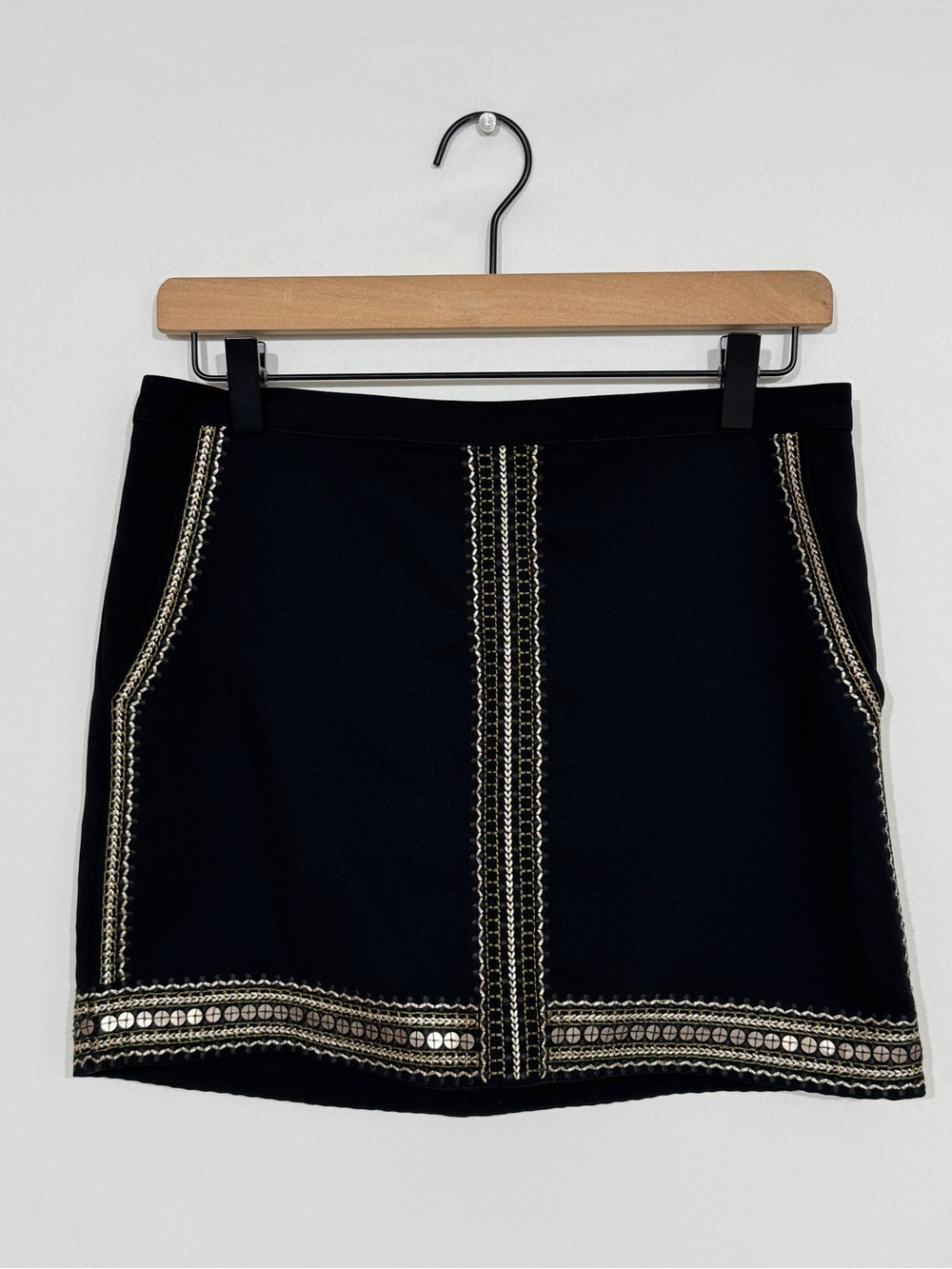 WSK35 {Madewell} Black Silver Sequin Embellished Micro Mini Skirt